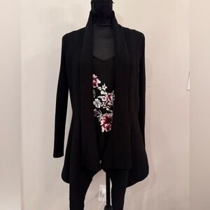 White House Black Market Black Ribbed Cardigan